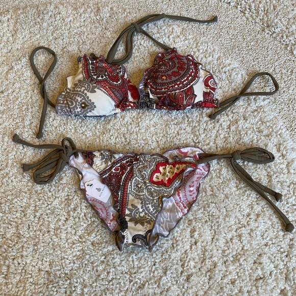 Red gold gray Cheeky Bikini Size small NWT New - Picture 4 of 9